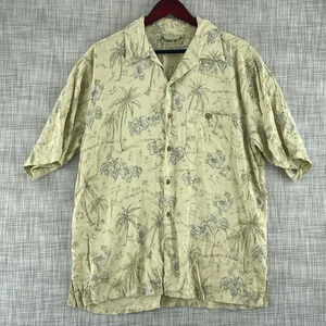 Paradise Coves Button Down Short Sleeve Silk shirt Mens L hawaiian 0201